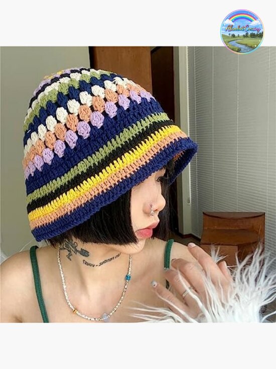 Handmade Crochet Bucket Hat - Knitted Floppy Fisherman Hat Floral Outdoor main image 6